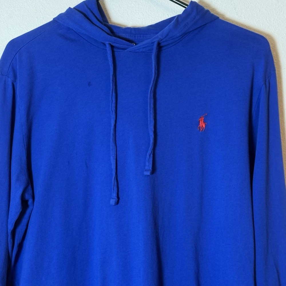 Polo Ralph Lauren Men's Blue Long Sleeve Lightweight Cotton Hoodie Size M